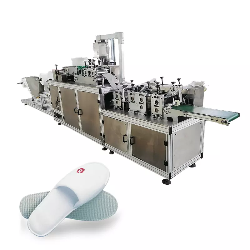 Disposable Hotel Bath Terry Slipper Making Machine Automatic High Output Ultrasonic Non Woven Shower Shoes Making Machine