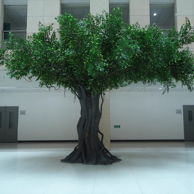 2023 New Outdoor Large Artificial Banyan Tree Decoration Square Wedding Fake Tree Ginkgo Tree Green