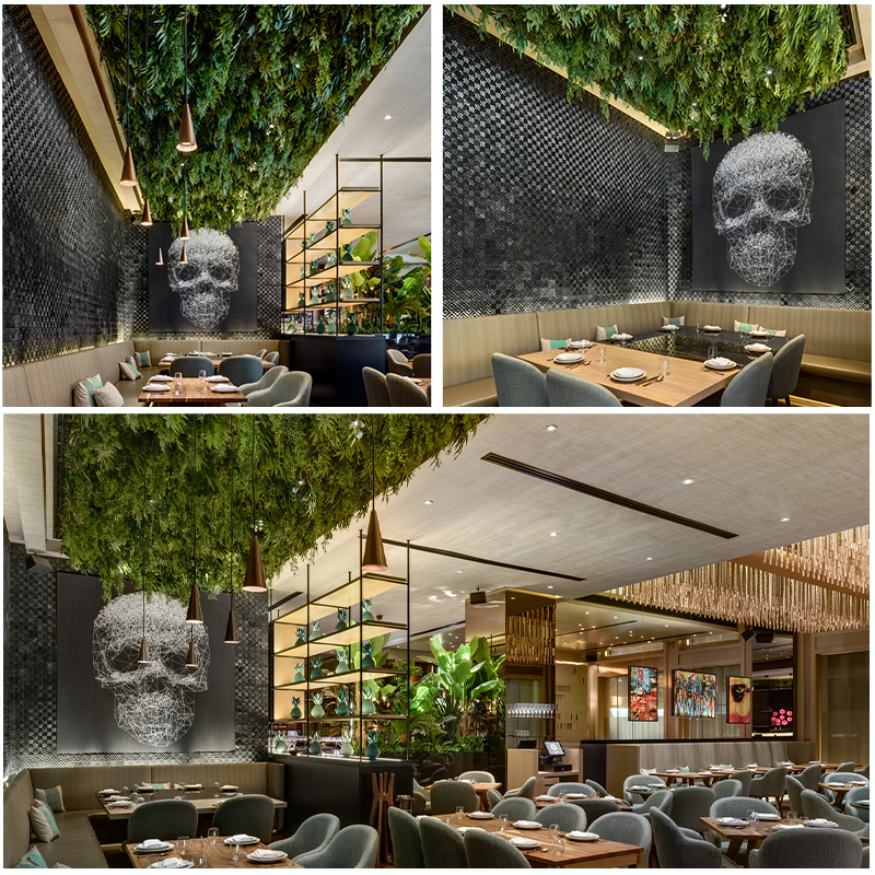 New Model Customized Ceiling Greenery Simulated Flower Ceiling Restaurant Simulated Green Plant Suspended Ceiling