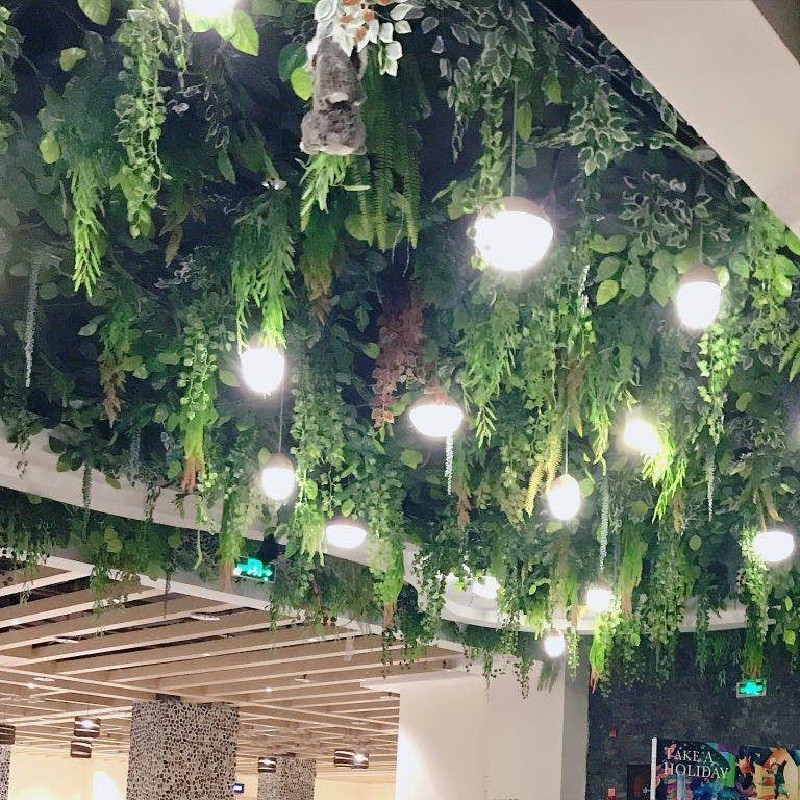 New Model Customized Ceiling Greenery Simulated Flower Ceiling Restaurant Simulated Green Plant Suspended Ceiling