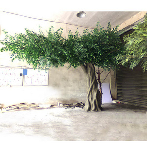 2023 New Outdoor Large Artificial Banyan Tree Decoration Square Wedding Fake Tree Ginkgo Tree Green