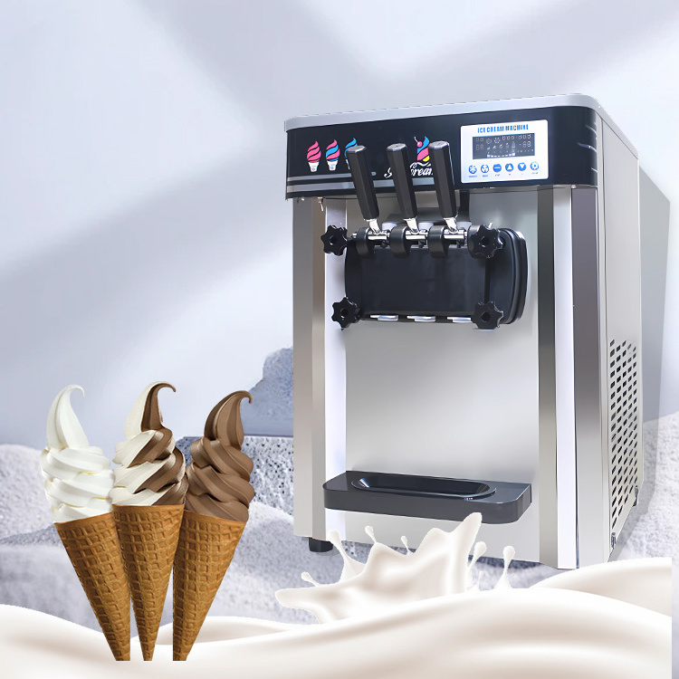 Consultation 10% off Table top 3 Flavors 25L/H Automatic Soft Serve Commercial Gelato Ice Cream Maker Machine