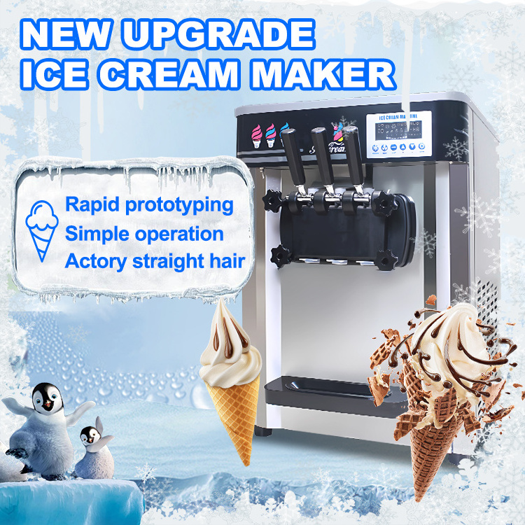 Consultation 10% off Table top 3 Flavors 25L/H Automatic Soft Serve Commercial Gelato Ice Cream Maker Machine