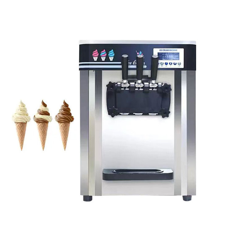 Desktop 25l/h Frozen Yogurt Fruit Electric Commercial 3 Flavor Soft Serve Ice Cream Maker Machine for Sale Milkshake Machine