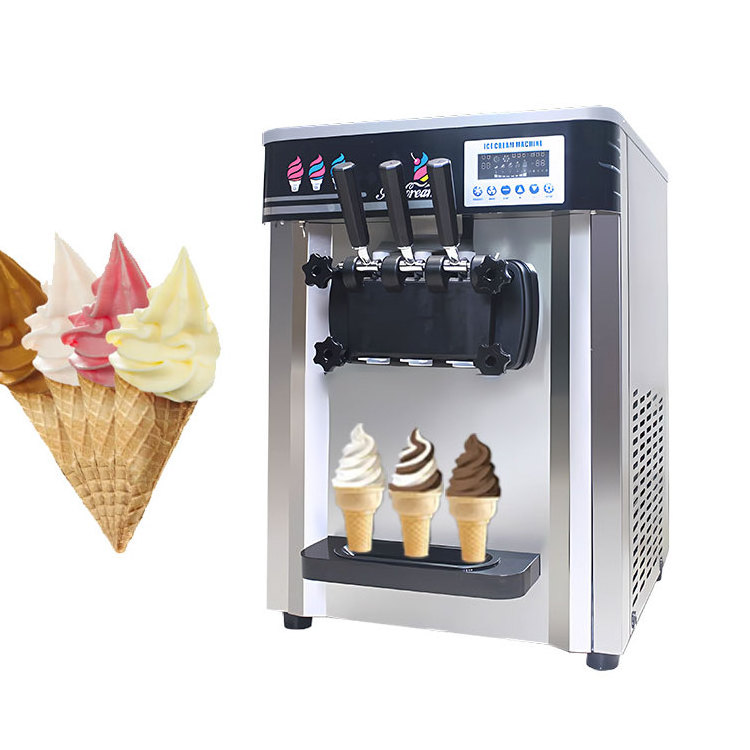 Desktop 25l/h Frozen Yogurt Fruit Electric Commercial 3 Flavor Soft Serve Ice Cream Maker Machine for Sale Milkshake Machine