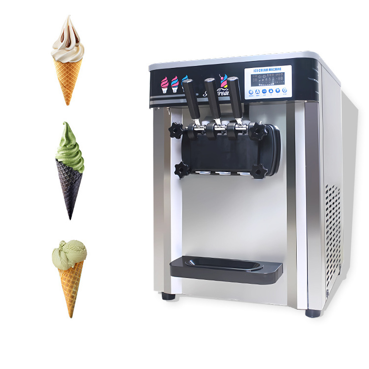 Desktop 25l/h Frozen Yogurt Fruit Electric Commercial 3 Flavor Soft Serve Ice Cream Maker Machine for Sale Milkshake Machine