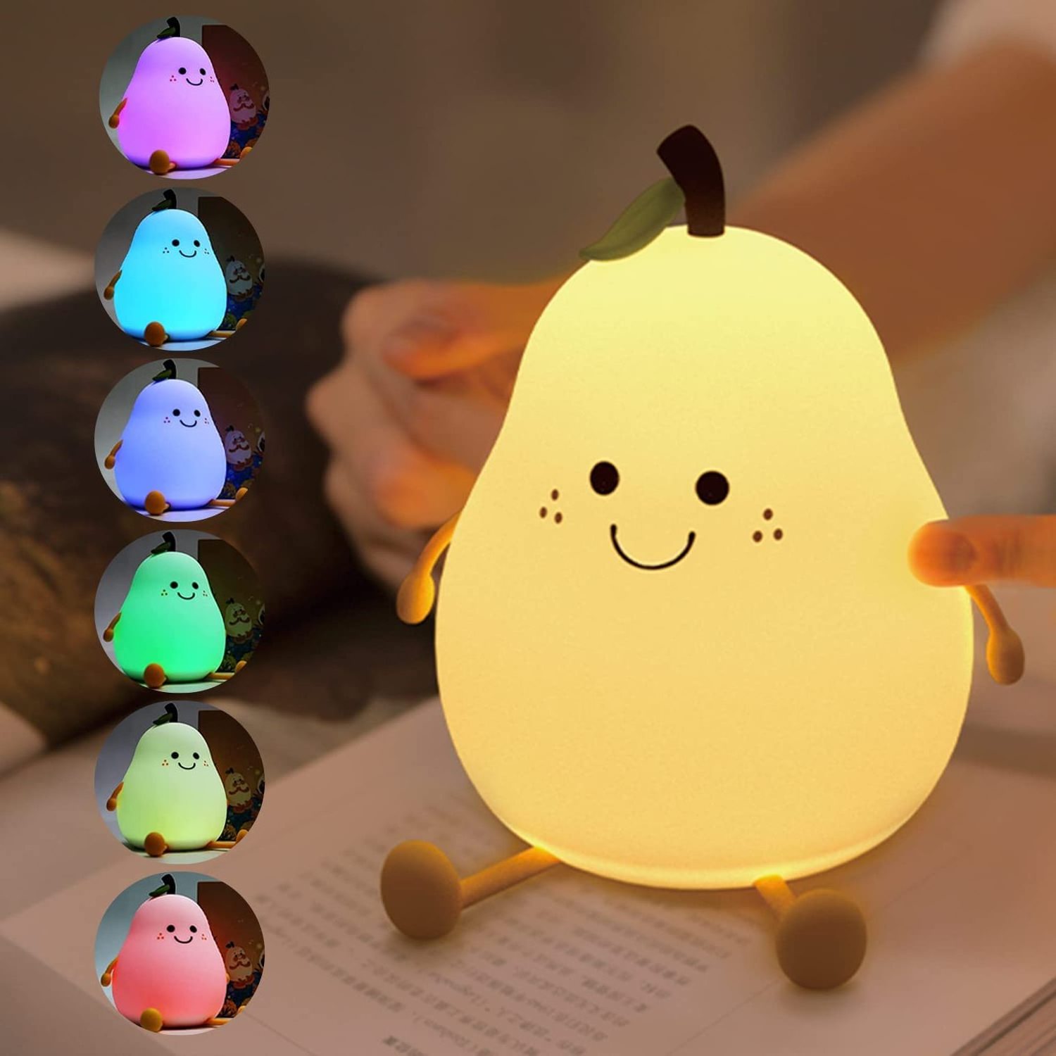 Led Pear shaped fruit Night light Usb Charging Touch dimming desk lamp Bedroom bedside sensor Atmosphere lamp