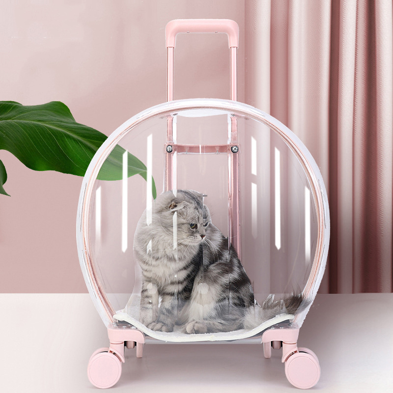 Fashion Pink Portable Clear View Trolley Dog Cat House Travel Backpack Pet Carrier