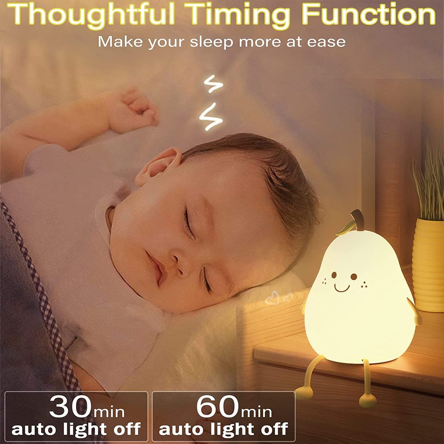 Led Pear shaped fruit Night light Usb Charging Touch dimming desk lamp Bedroom bedside sensor Atmosphere lamp