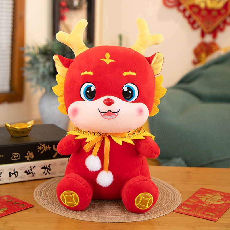 Custom Plush Toys Animal Dolls Plushies Zodiac Dragon Year Doll Mascot Soft Stuffed Chinese Dragon Toy