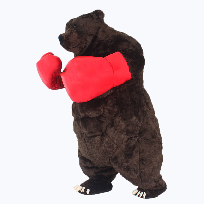 Custom Inflatable Costume Plush Brown Bear Costumes Mascot Gorilla Furry Giant Boxing Bear Adult Party Cosplay Suit