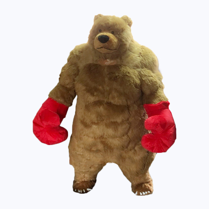 Custom Inflatable Costume Plush Brown Bear Costumes Mascot Gorilla Furry Giant Boxing Bear Adult Party Cosplay Suit