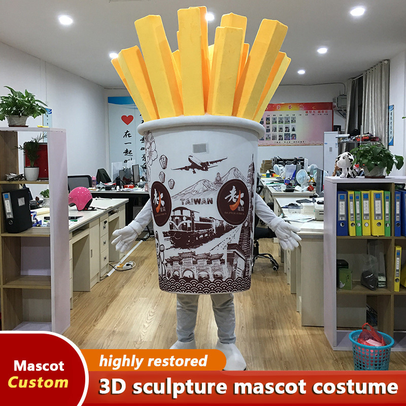 Customize costume of activity performance cartoon costume doll costume wearing french fries paper cup dolls cosplay props