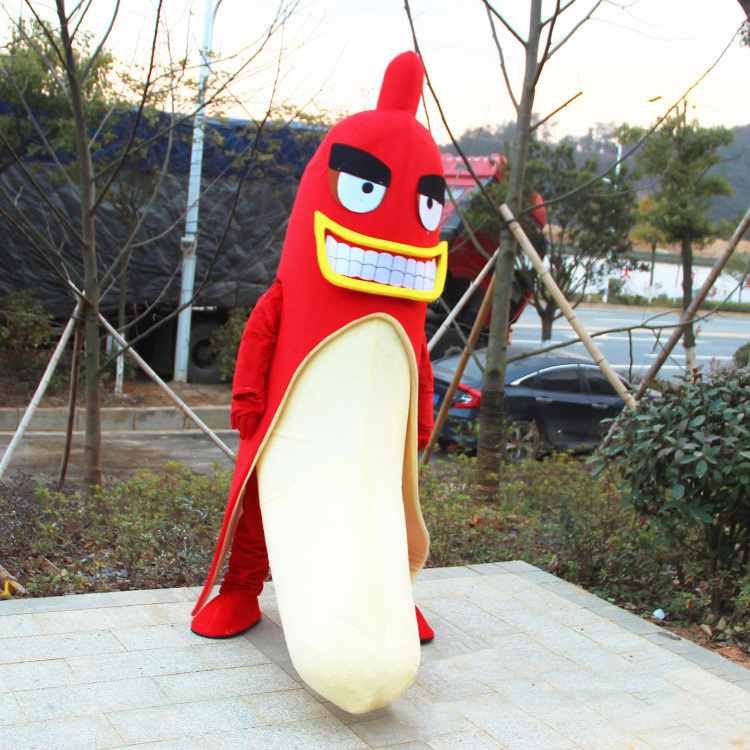 Factory OEM ODM Custom Soft Plush Banana Mascot Costume Animal 3D Design Bubble Carving Cartoon Mascot Clothing