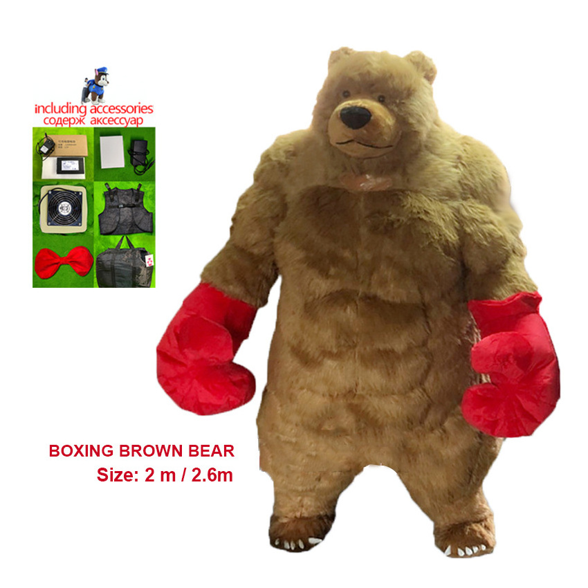 Custom Inflatable Costume Plush Brown Bear Costumes Mascot Gorilla Furry Giant Boxing Bear Adult Party Cosplay Suit