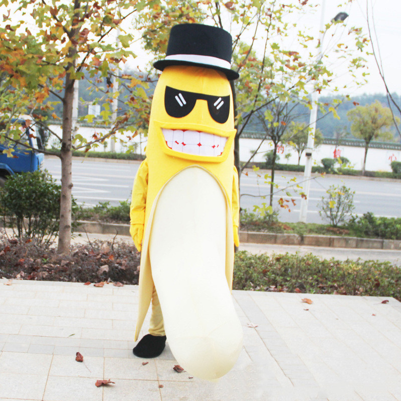 Factory OEM ODM Custom Soft Plush Banana Mascot Costume Animal 3D Design Bubble Carving Cartoon Mascot Clothing