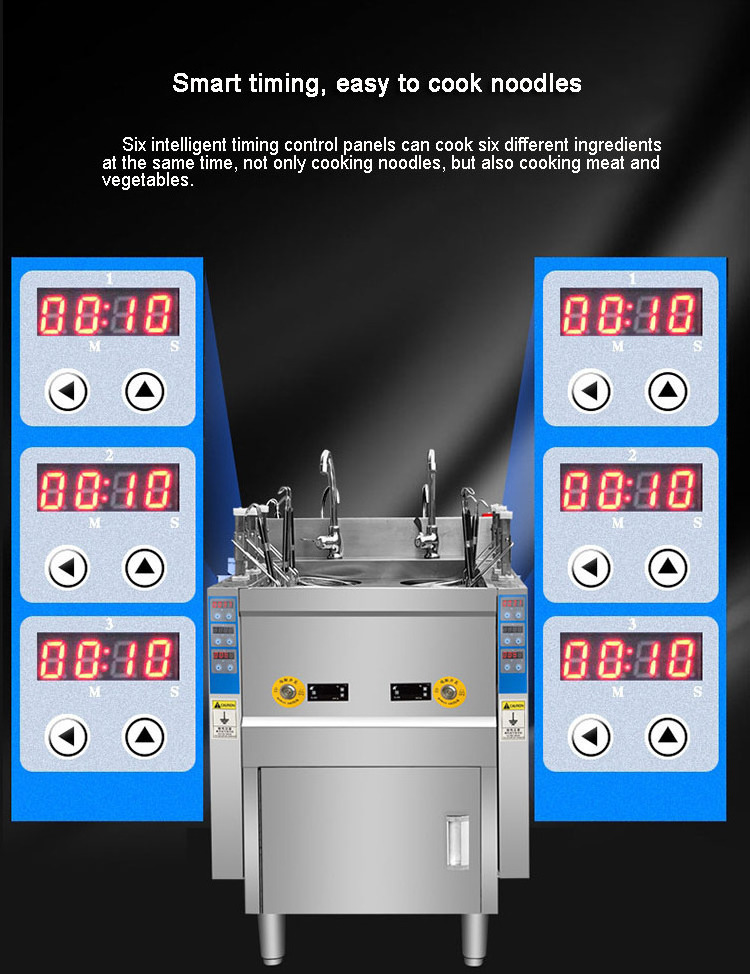 Commercial Industrial Noodle Boiler Machine Pasta Cooking machine 3/6 Heads Automatic Lift-up Electric Gas Noodle Cooker