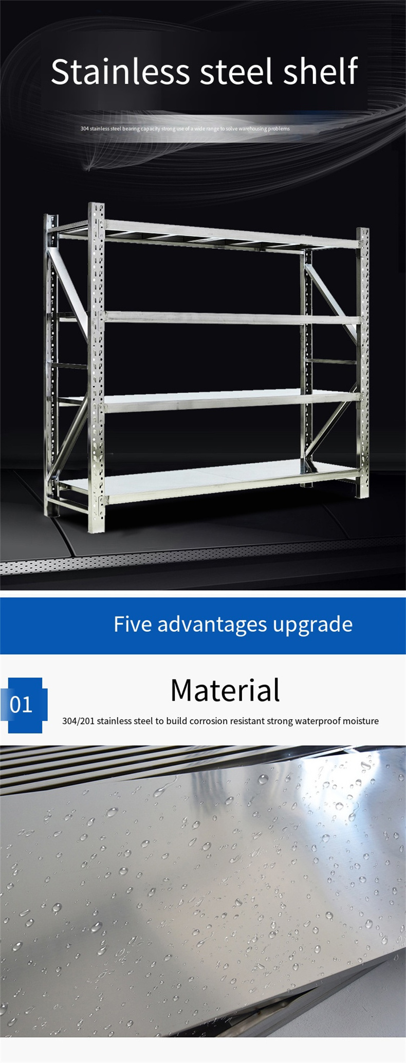 4-tier stainless Storage Racks Shelving Units Heavy Duty Garage Shelves Storage Utility Rack Multipurpose Shelf