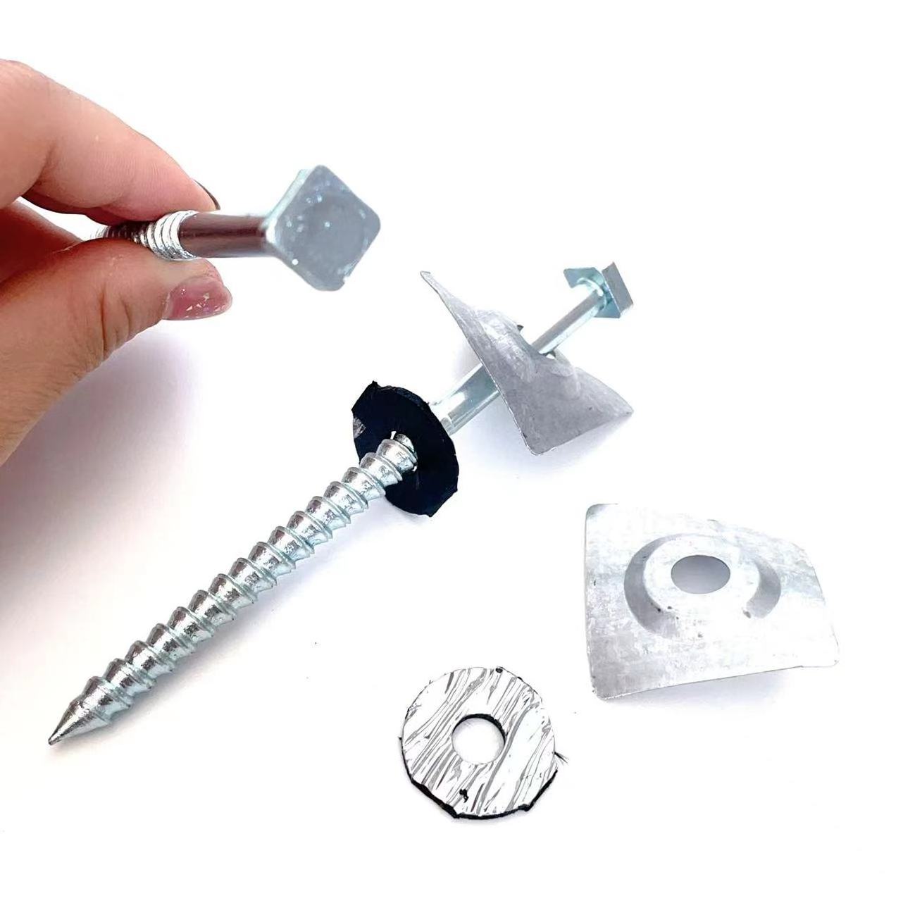 Wholesales Carbon steel Zinc Plated Square Head Umbrella Thread  tapping Screws with steel rubber washers