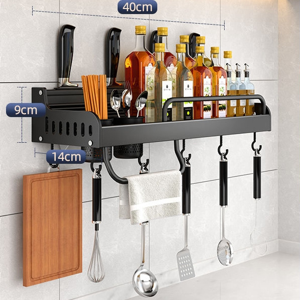 Custom Wall Mounted Punch-free Spice Rack Organizer Kitchen Chopstick Utensils Holder Cookware Storage Drawer Display Racks