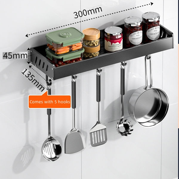 Custom Wall Mounted Punch-free Spice Rack Organizer Kitchen Chopstick Utensils Holder Cookware Storage Drawer Display Racks