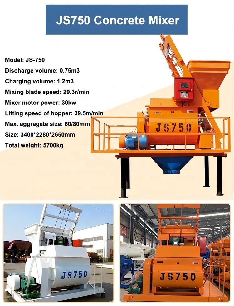 2000L Js2000 Double Horizontal Shaft Forced Cement Mixing Machine 2 Yard Concrete Mixer Trailer For Sale In Saudi Arabia