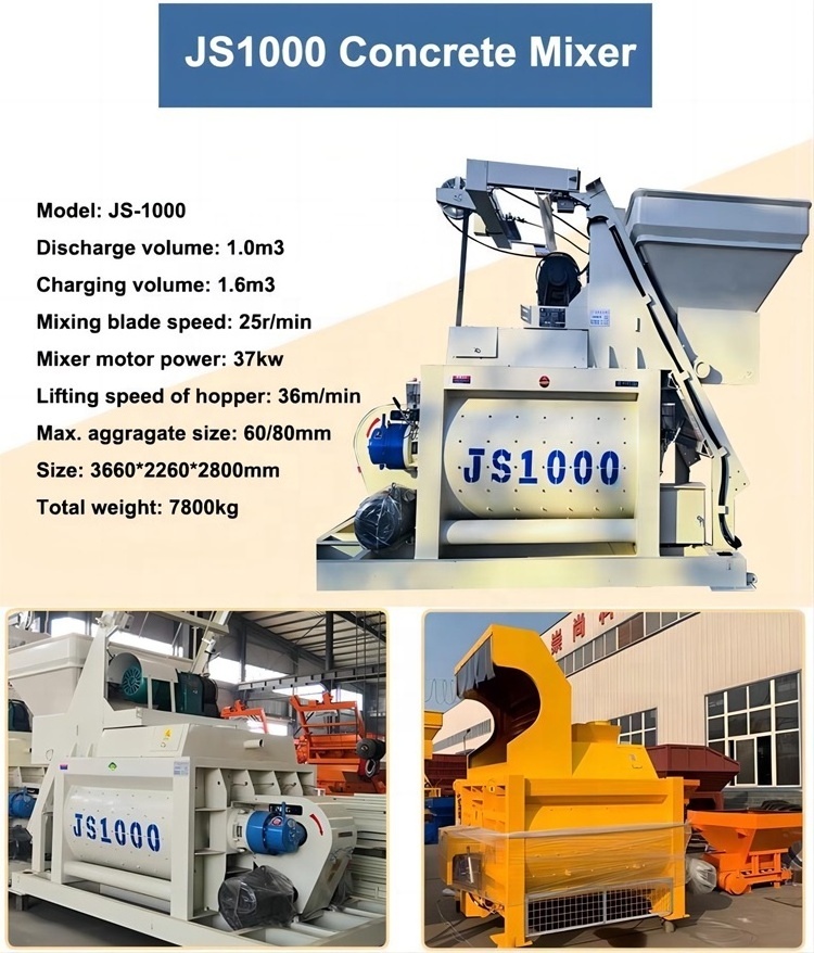 2000L Js2000 Double Horizontal Shaft Forced Cement Mixing Machine 2 Yard Concrete Mixer Trailer For Sale In Saudi Arabia