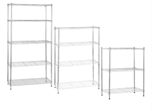 4 Tiers Industrial Storage Racking Wire Metal Shelving in Chrome