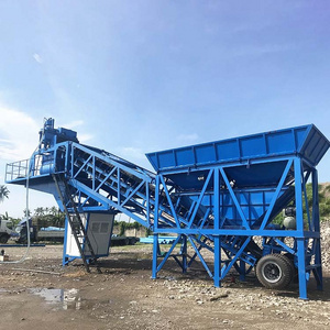 60m3 Portable Automatic Dry Trailer Mixer Ready Mix Small Mixing Plants Mobile Concrete Batching Plant Price Cost For Sale