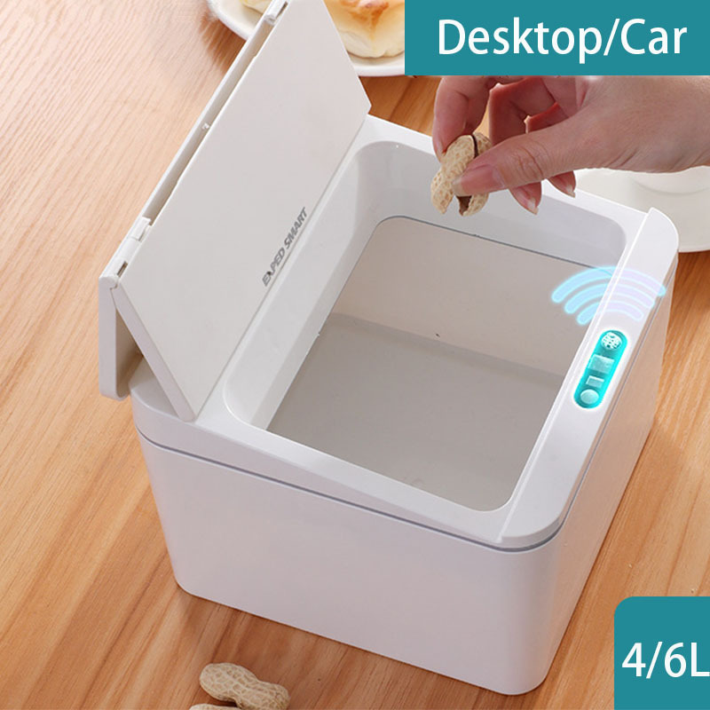 4l/6l Car Trash Can Automatic Sensor Induction Trash Can Smart Dustbin Mini Desktop Waste Bin With Lid