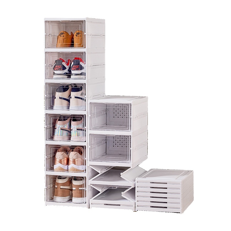 Free installation of integrated transparent shoe cabinet storage box Foldable clamshell simple plastic shoe box