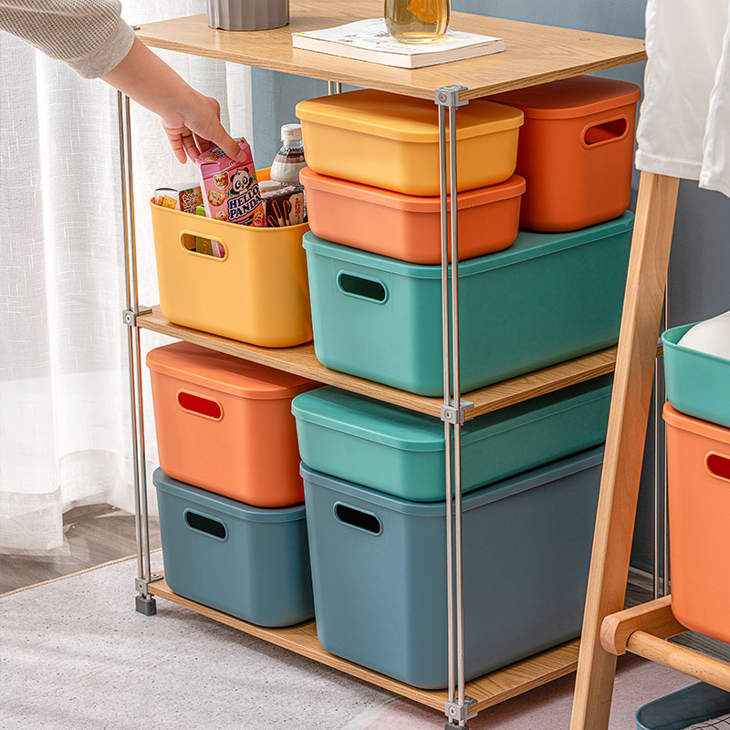 Wholesale Morandi Color Storage With Cover Clothes Snacks Cosmetics Sundries Plastic Large Capacity Storage Box