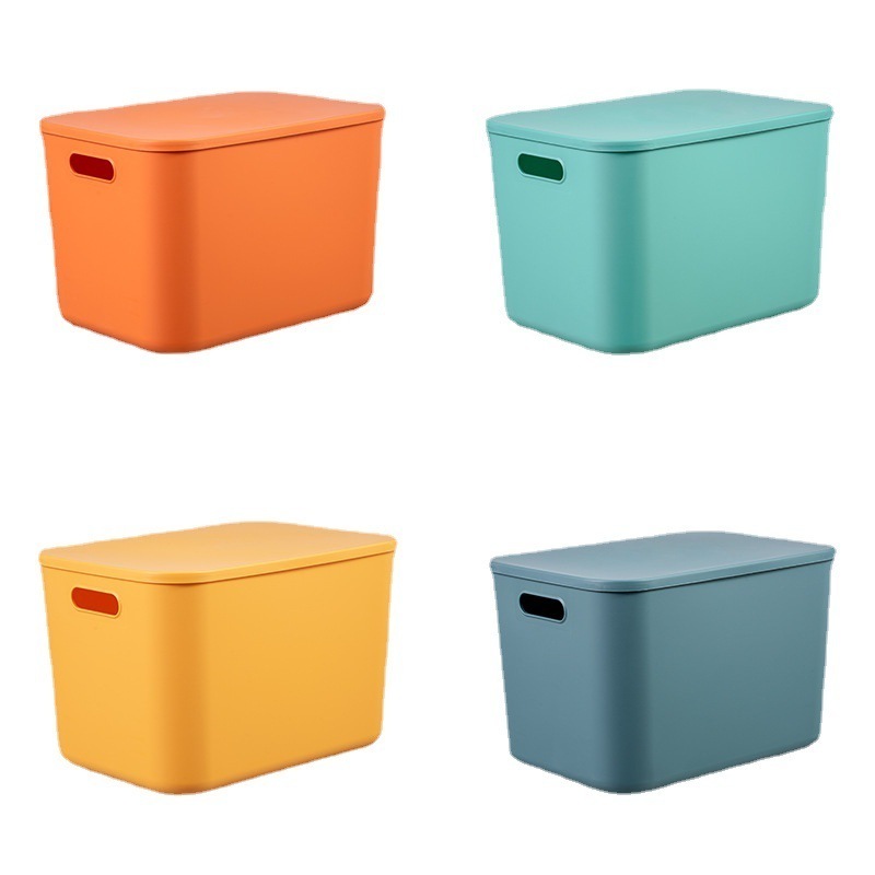 Wholesale Morandi Color Storage With Cover Clothes Snacks Cosmetics Sundries Plastic Large Capacity Storage Box