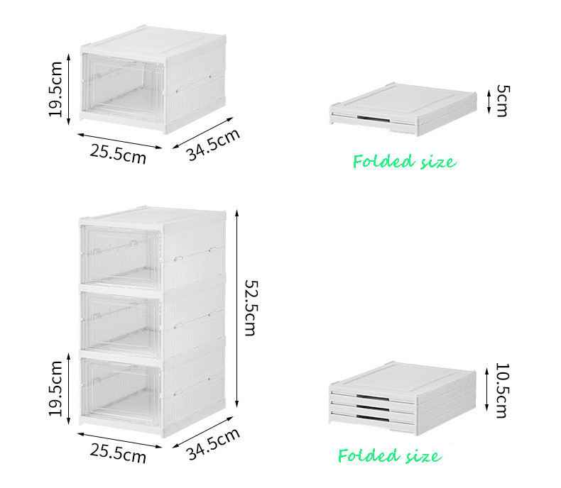 Free installation of integrated transparent shoe cabinet storage box Foldable clamshell simple plastic shoe box