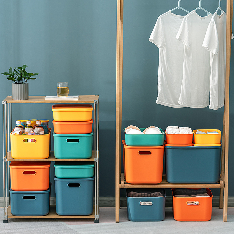 Wholesale Morandi Color Storage With Cover Clothes Snacks Cosmetics Sundries Plastic Large Capacity Storage Box