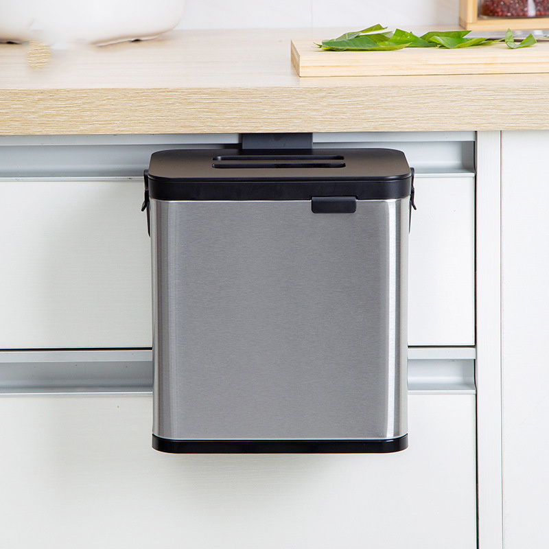 trash bin black mini small for kitchen stainless steel wall mounted trash bin