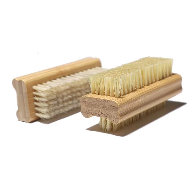 Two-side Firm Nature Wooden Sisal Scrub Bamboo Nail Cleaning Nail Brush  for Toes and Nails