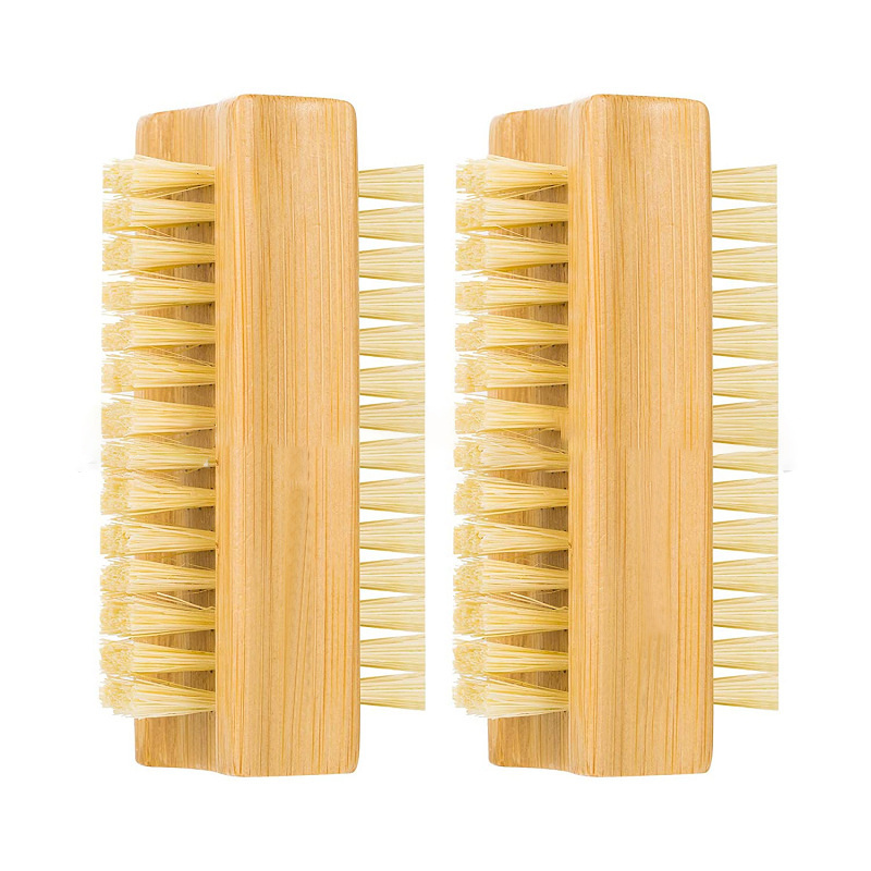 Two-side Firm Nature Wooden Sisal Scrub Bamboo Nail Cleaning Nail Brush  for Toes and Nails