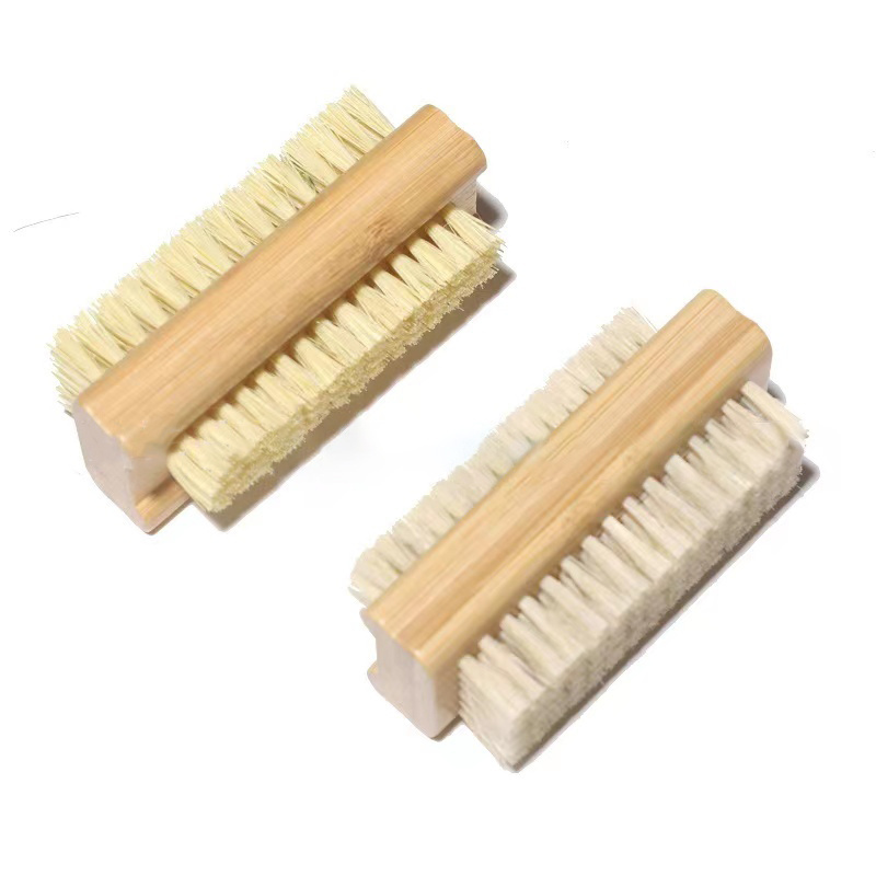 Two-side Firm Nature Wooden Sisal Scrub Bamboo Nail Cleaning Nail Brush  for Toes and Nails