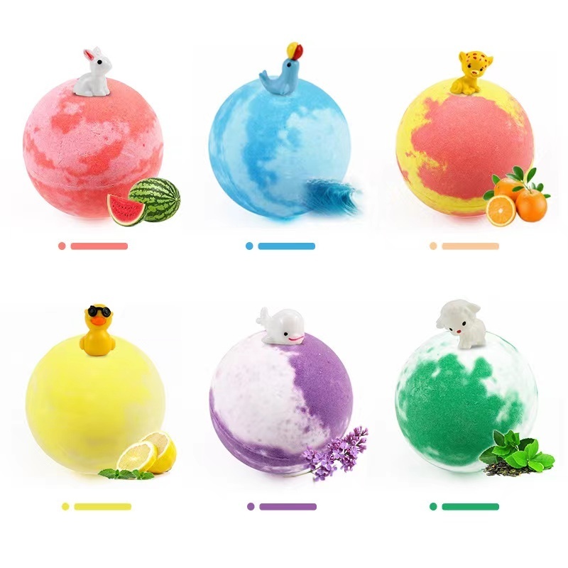 round Bath Bombs  with Toys Inside Surprise for Girls Scent Bath Fizzies