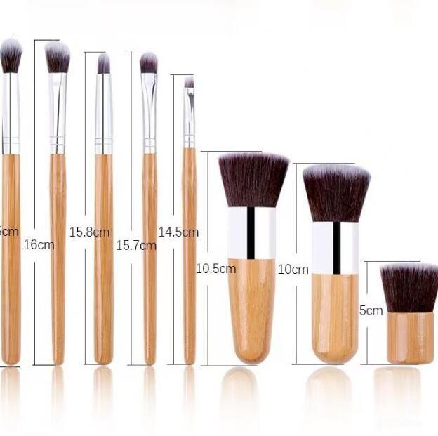 Private Label 11pcs Bamboo Handle Makeup Brush Set Vegan Kabuki Organic Bamboo Face Brush Make Up Ecofriendly