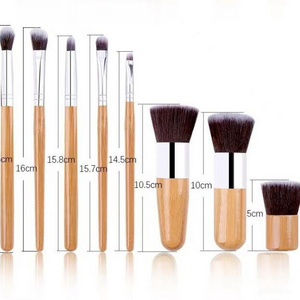 Private Label 11pcs Bamboo Handle Makeup Brush Set Vegan Kabuki Organic Bamboo Face Brush Make Up Ecofriendly