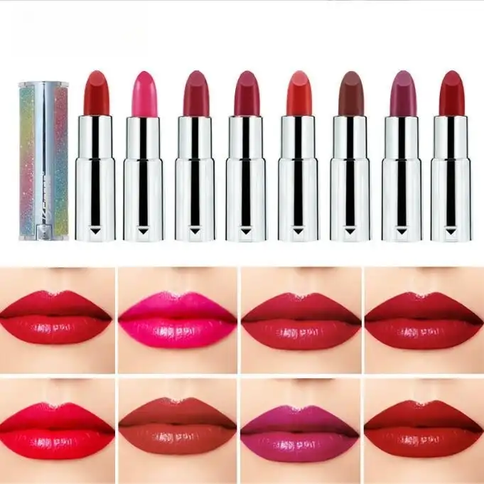 Wholesale Makeup Red Lipstick 18 Colors Matte Velvet Long Lasting Moisturizing Soft Matte Sliver Sheep leather Bar Lipstick