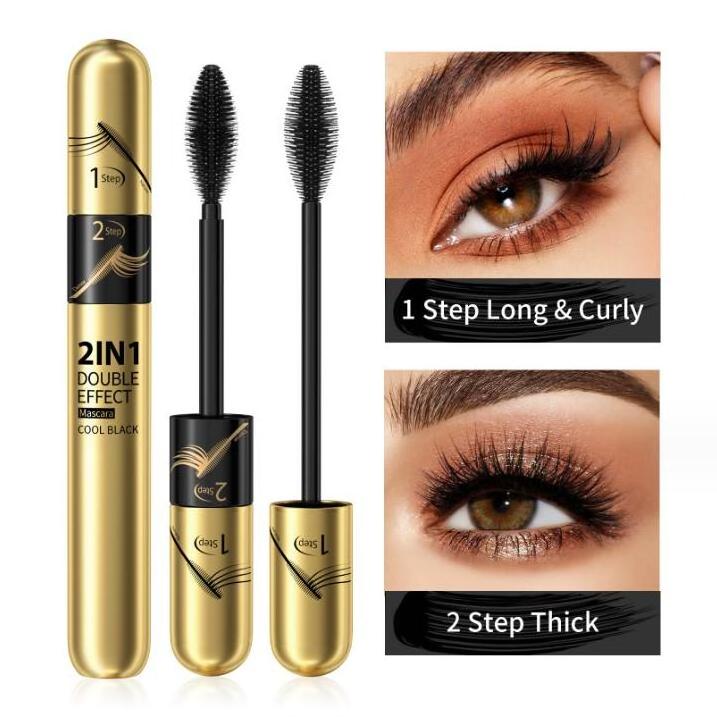 Professional Cosmetics 2 In 1 Makeup Mascara natural organic waterproof eyelash mascara 4D Double Head Mascara