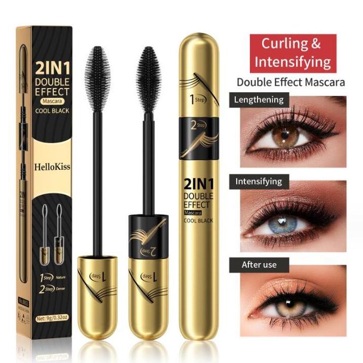 Professional Cosmetics 2 In 1 Makeup Mascara natural organic waterproof eyelash mascara 4D Double Head Mascara