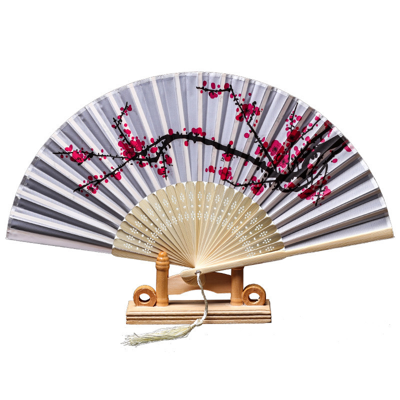 Wholesale Chinese Custom Bamboo Printed Fabric Folding Hand Fan for Favors Gift