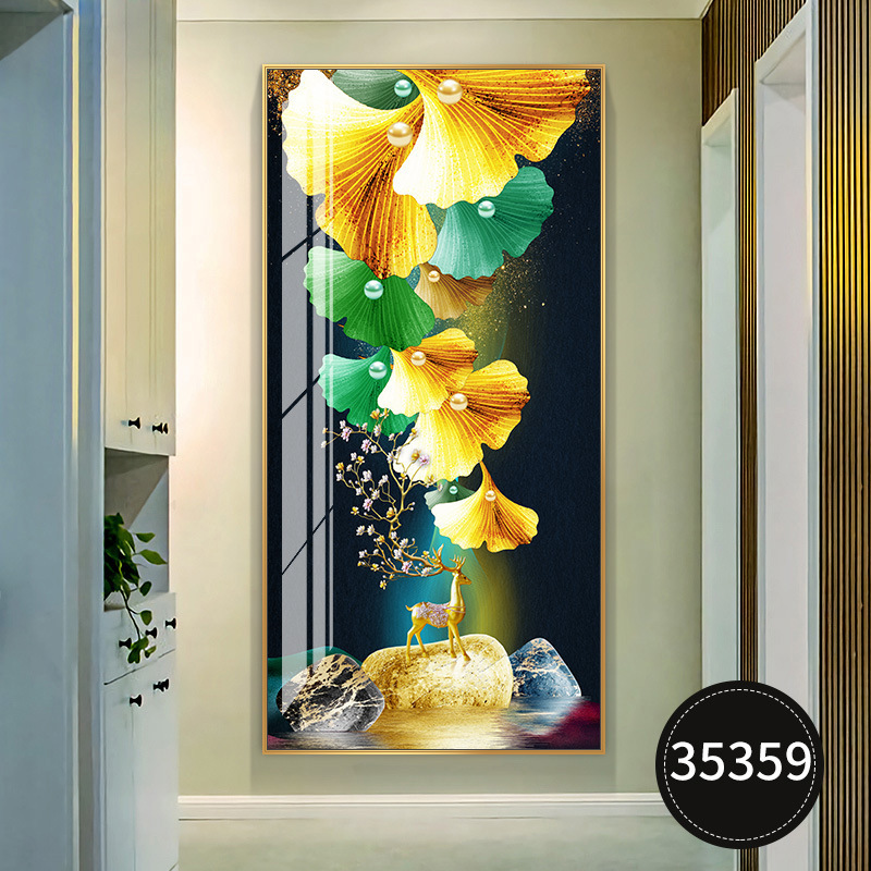 Canvas Printing Custom golden leaf Print Oil Pictures Abstract Living Room Diamond Painting Decorative Picture Painting Wall Art