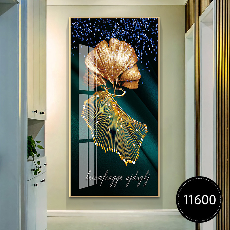 Canvas Printing Custom golden leaf Print Oil Pictures Abstract Living Room Diamond Painting Decorative Picture Painting Wall Art