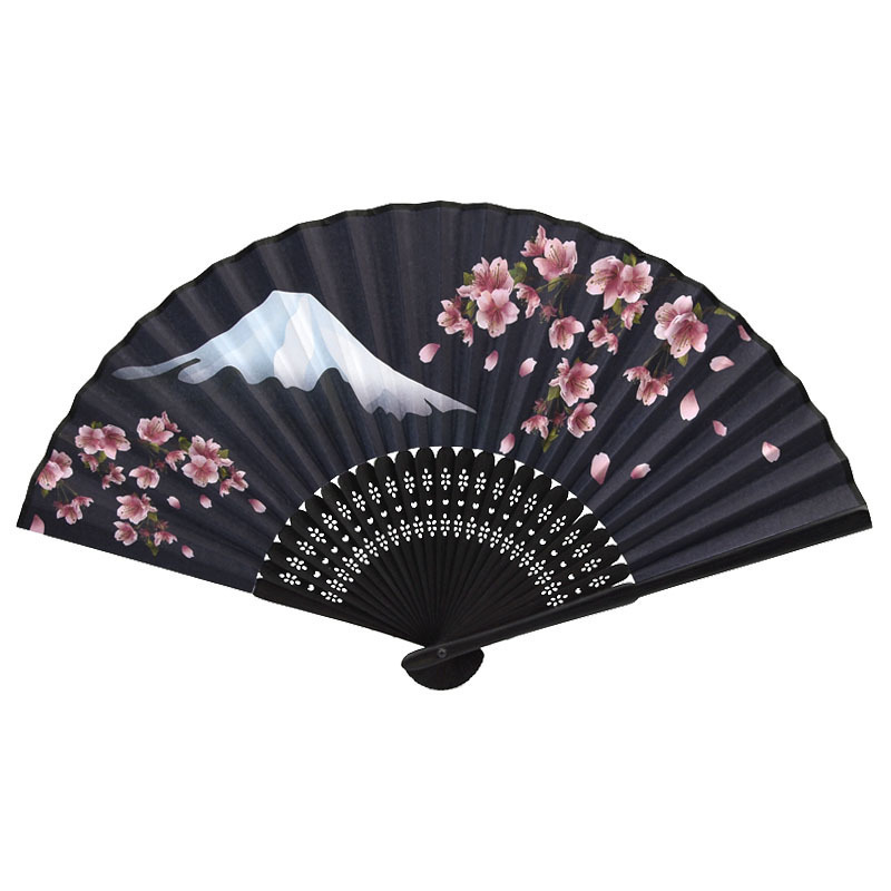 Wholesale Chinese Custom Bamboo Printed Fabric Folding Hand Fan for Favors Gift