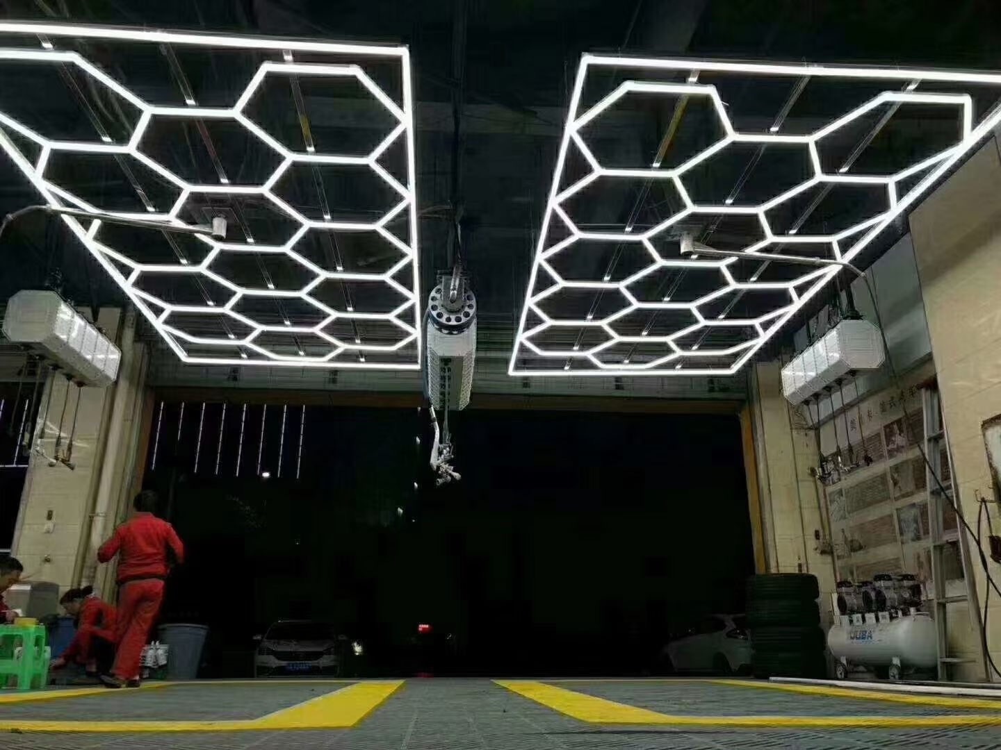 Hexagon Detailing Workshop Lights Led For Car Shop And Garage honeycomb lights Led hexagon Work Garage Light Ceiling